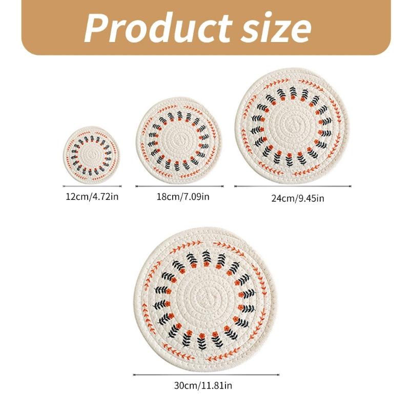 Set of 4 Use Friendly Round Tables Mats Portable Heat Insulated Tables Placemats Elegant Round Dining Cushion