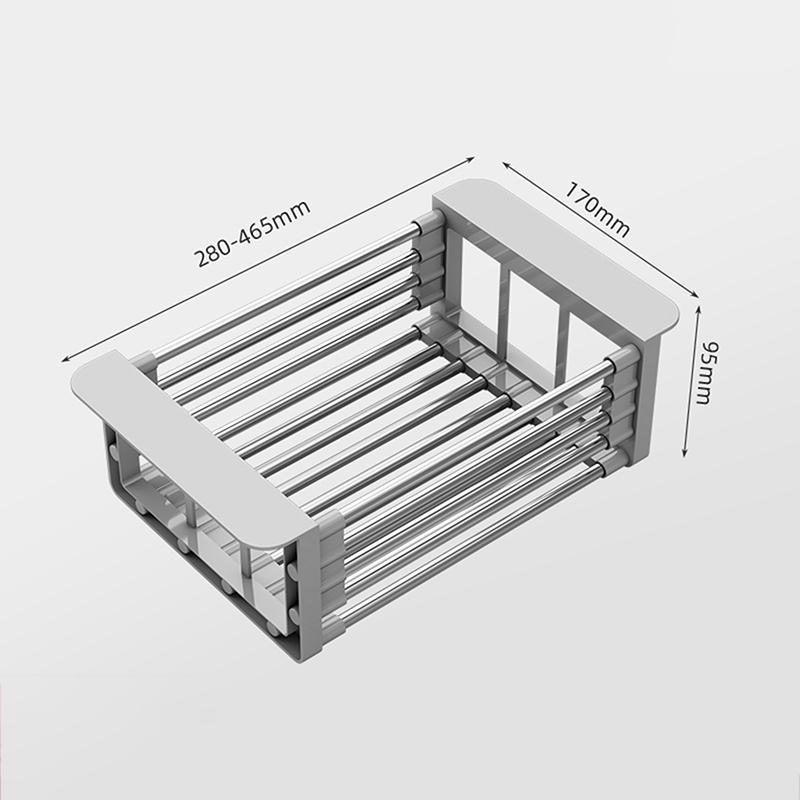 Kitchen Draining Rack Household Stainless Steel Retractable Sink Rack Shelf Cutlery Thickerstorage Dish Organising Shelf