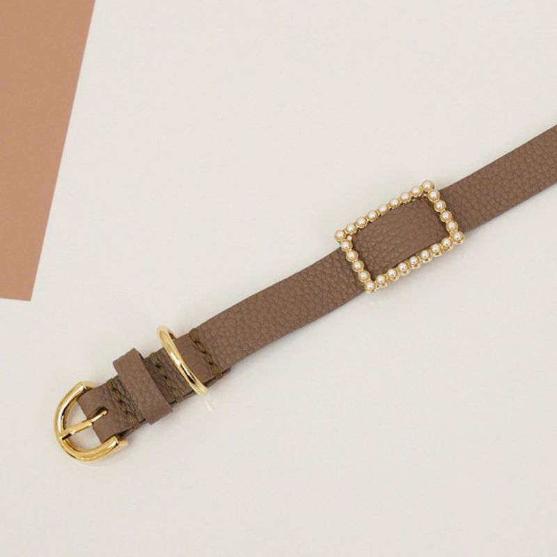 MAISON DE MIU Quadratischer Perlenkragen_Braun