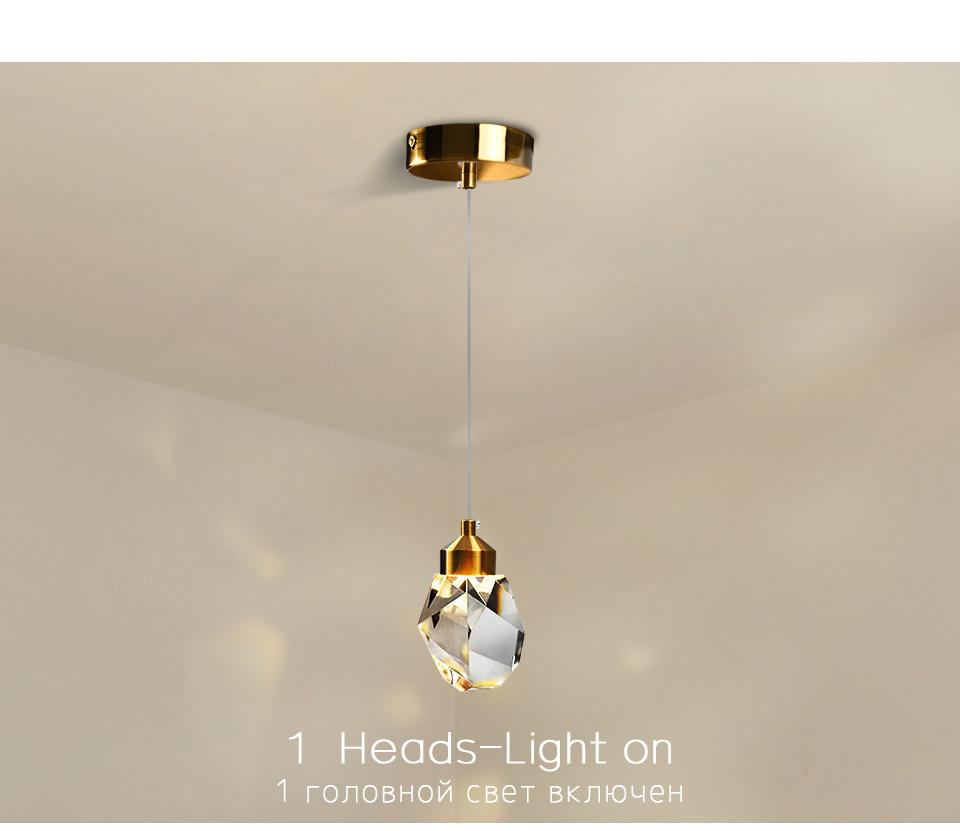HD Luxury Pendant Lights For Dining Living Room Bedroom Bedside Kitchen Cafe Bar Indoor Decor LED Crystal Hanging Ceiling Lamps