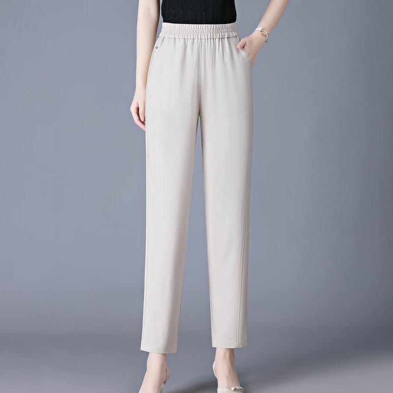 WoXue 2025 Women's Elastic Waist Cropped Pants