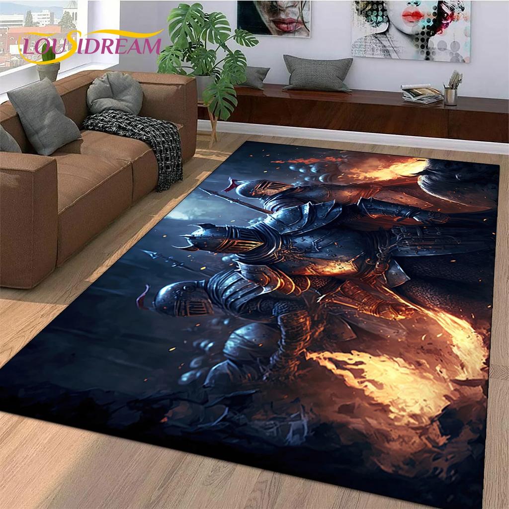 Tappeto Cartoon Cavaliere Templare Crociato per Decorazione Soggiorno Camera da Letto, Decorazione Antiscivolo per Divano Zerbino Regalo Bambino