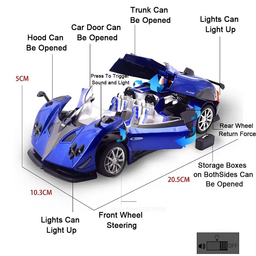 1:24 Pagani Huayra Bc Zonta Alloy Miniature Model Toys Diecast Car Doors Opened Sound Light Pull Back Vehices For Adult Boy Gift
