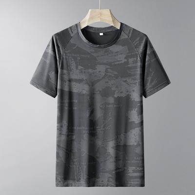 Herren T-Shirt aus Eisseide mit kurzen Ärmeln für den Sommer, dünnes, lockeres, übergroßes, hübsches, lässiges T-Shirt