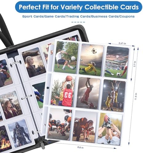 900 Pocket Trading Card Binder - 9-Pocket Black Card Album with Acid-Free Pages for Standard Sport & Game Cards - Durable Card Storage Binder
