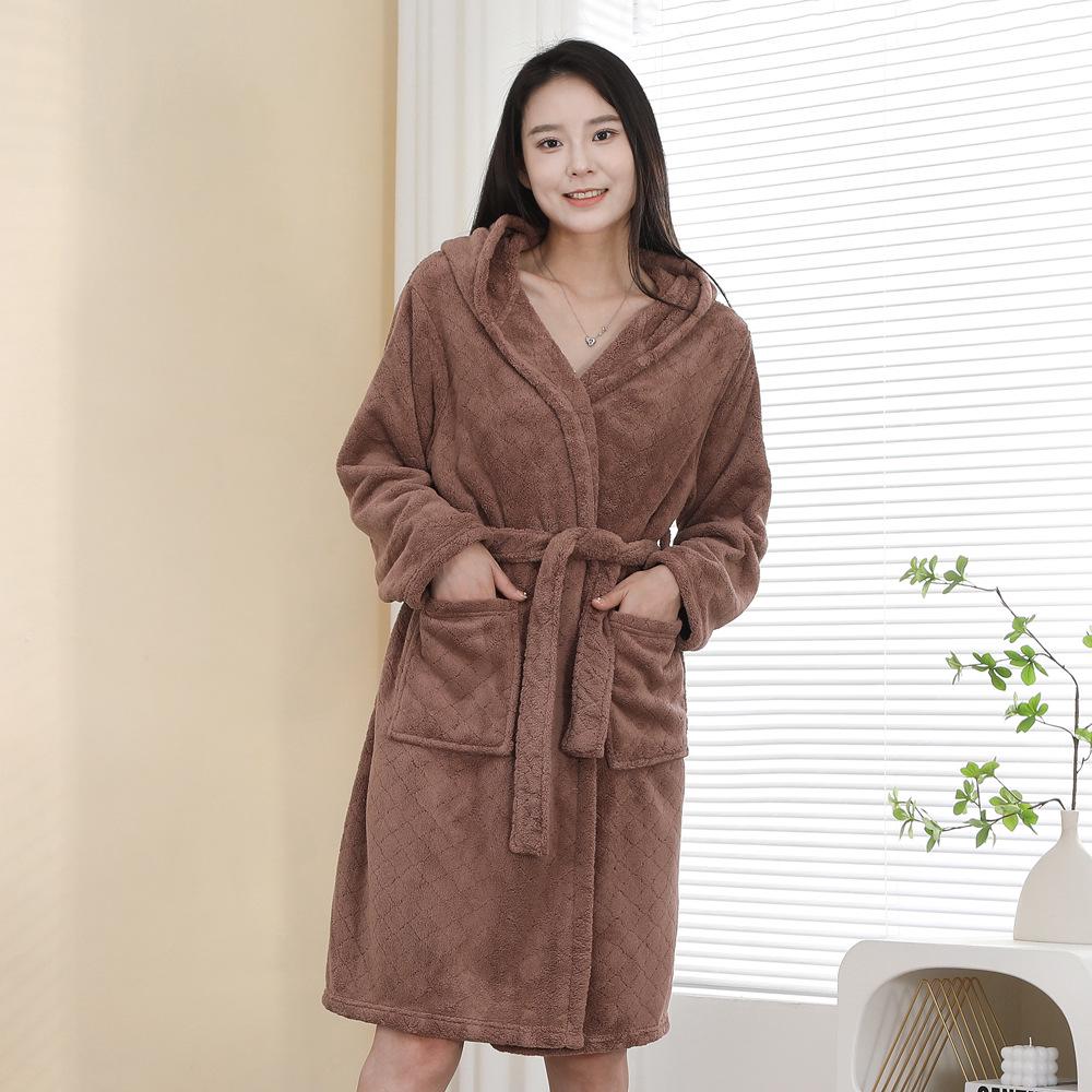 Quick-Dry Coral Fleece Hooded Cloak Bathrobe for Adults and Kids