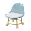 Acrylic Low Stool with 360 Degrees Swivel Wheels Faux Leather Cushion Roller Seat with Backrest Heavy Duty Rotating Mini Chair Seating Stool
