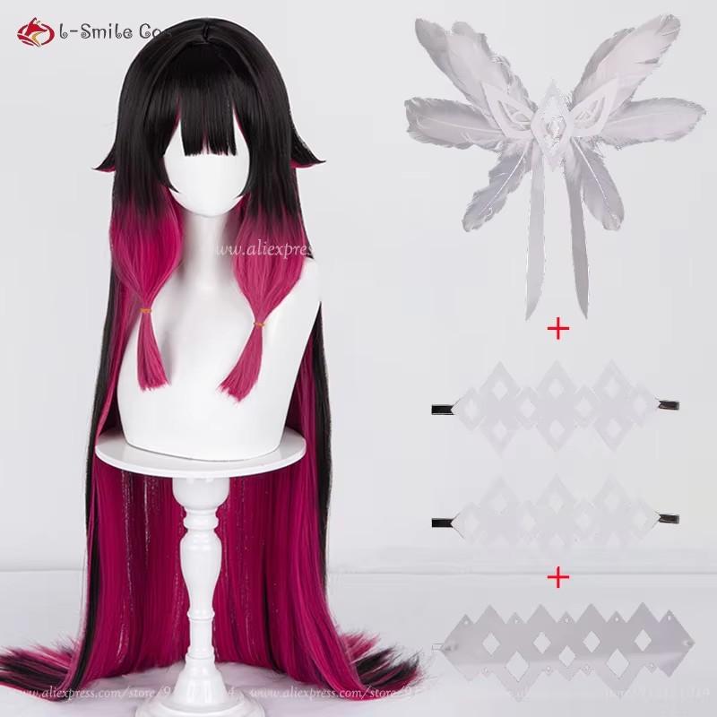 Parrucca Cosplay Columbina di Alta Qualità Damigella Fatui Colombina Cosplay Parrucche Anime Resistenti al Calore Capelli Sintetici + Cuffia per Parrucca