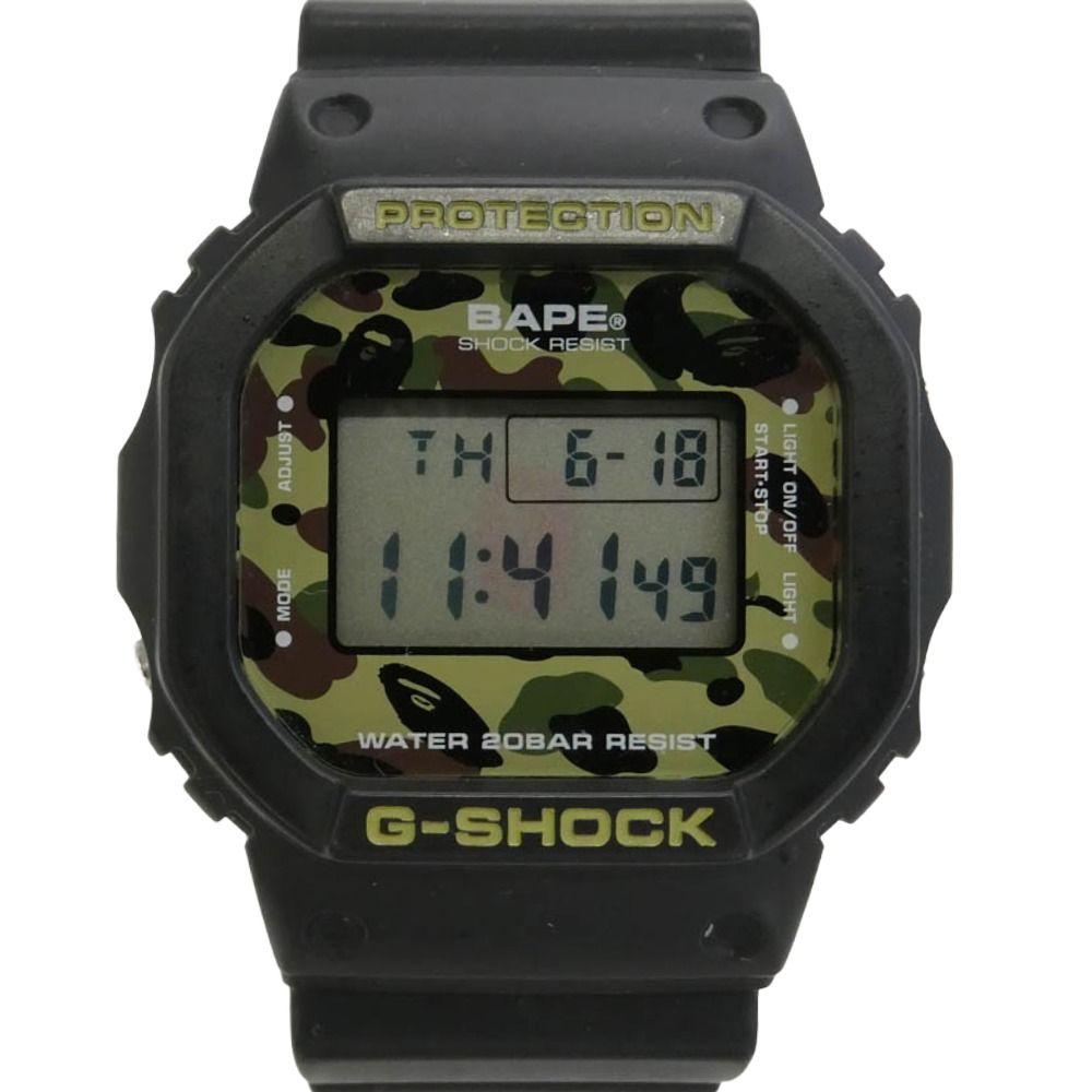 Б/У A BATHING APE DW-5600VT CASIO G-SHOCK Casio G-SHOCK Ограниченная серия 1000 шт. Цифровой камуфляж Часы Черный Хаки [Б/У]