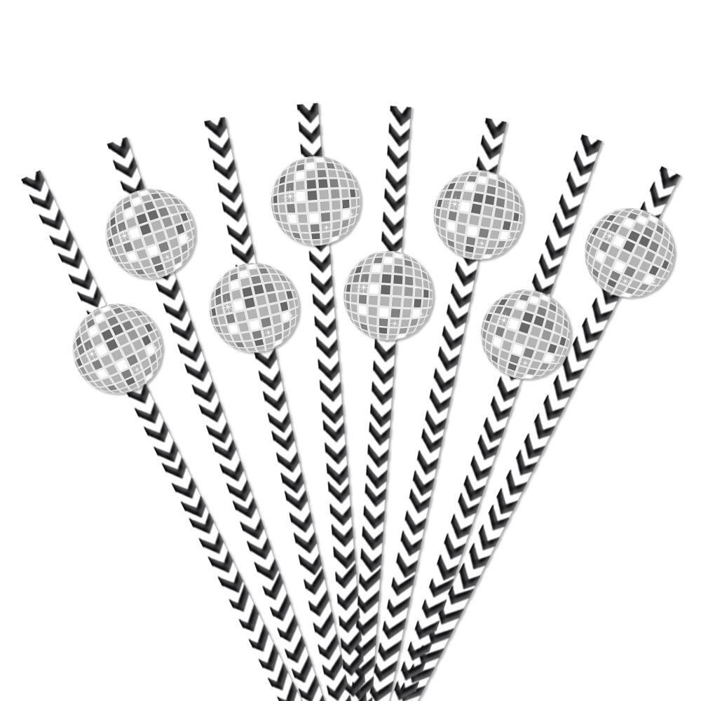 New Style, Disco Themed, Nightclub, Flat Spherical, Disposable, Paper Straws, Party Drinks, Decorative Items