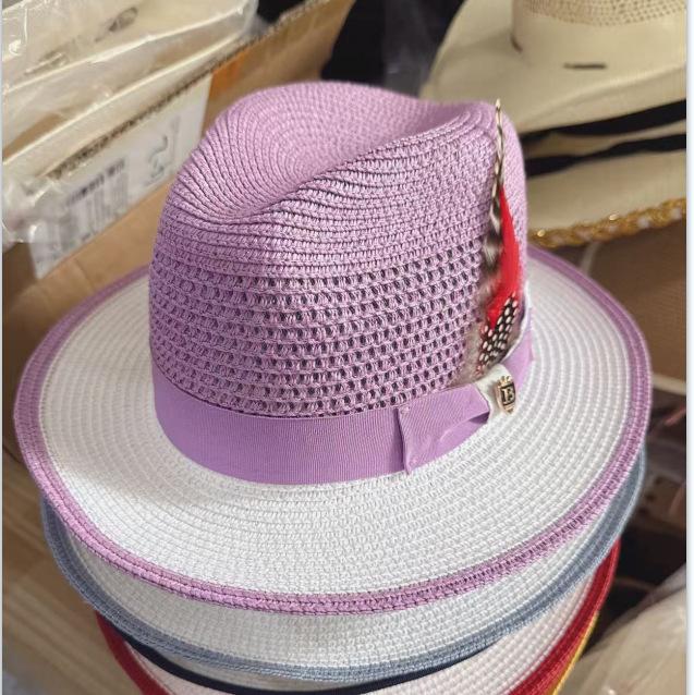 Spring And Summer Foldable Wish Splicing Men'S And Women'S Seaside Vacation Shade Jazz Hat Top Hat