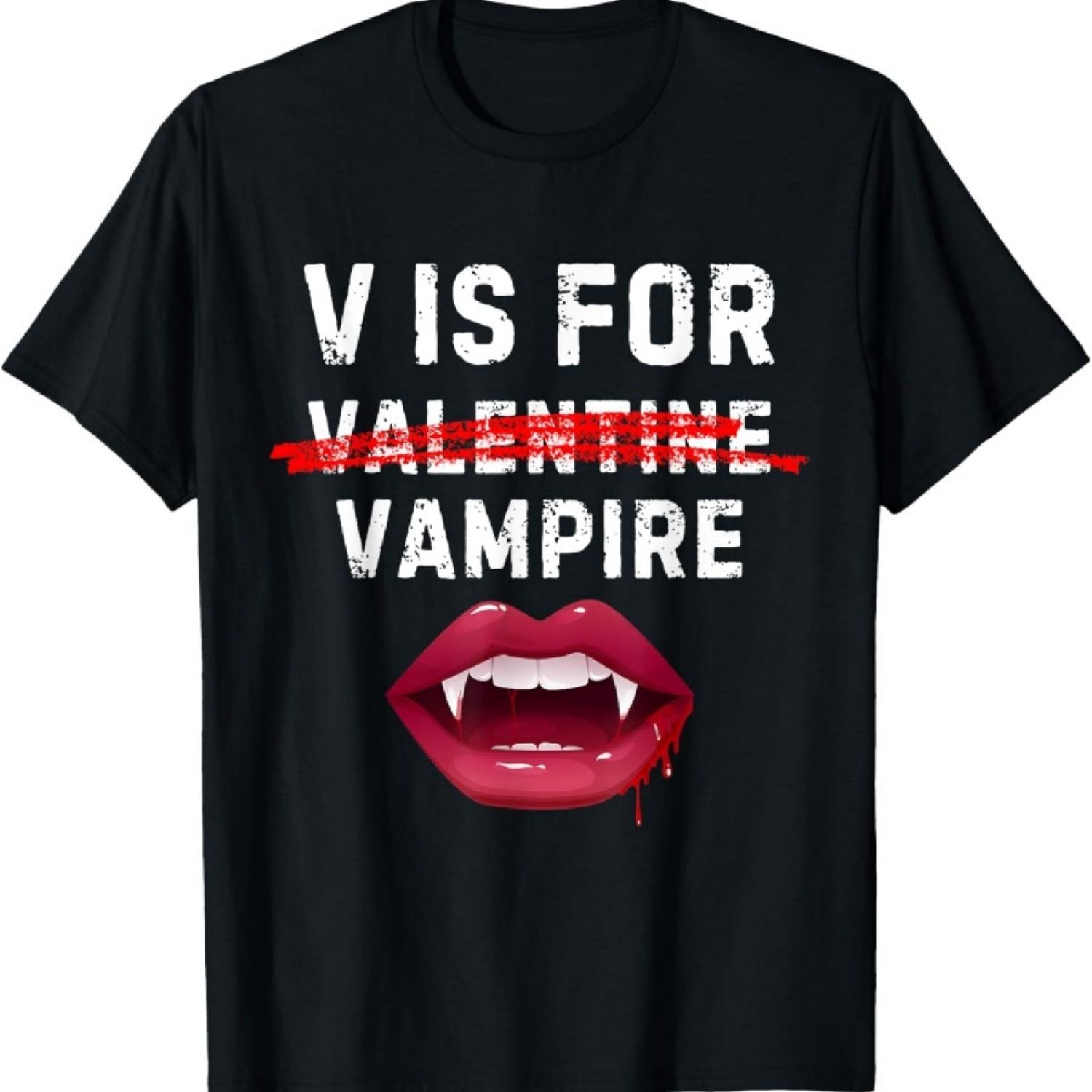 

V значит вампир Забавная футболка с Дракулой и вампирами на День святого Валентина XXXXXL чёрный