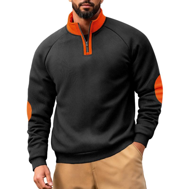 Men's Fleece Sweatshirt Long Sleeve Pullover Quarter Zipper Up Stand Collar Winter Fall Sweat Shirts Turtleneck Pullover Mock Neck Henley Tops for Men