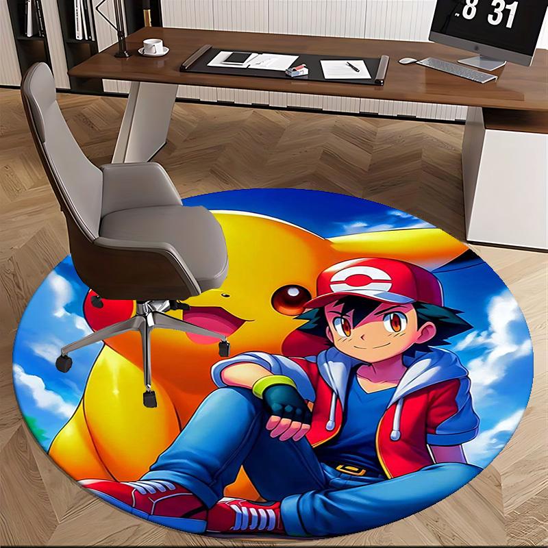1pc Pikachu Pikachu Round Carpet - Anime Design Chair Mat for Office, Home Decor, Living Room