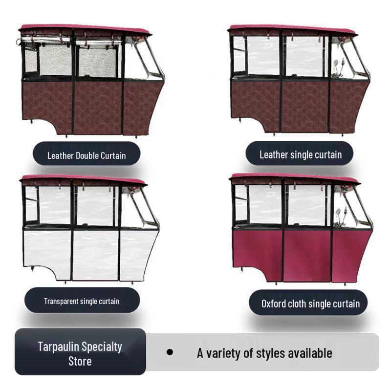 Windproof & Rainproof Fully-Enclosed Electric Tricycle Canopy for Seniors