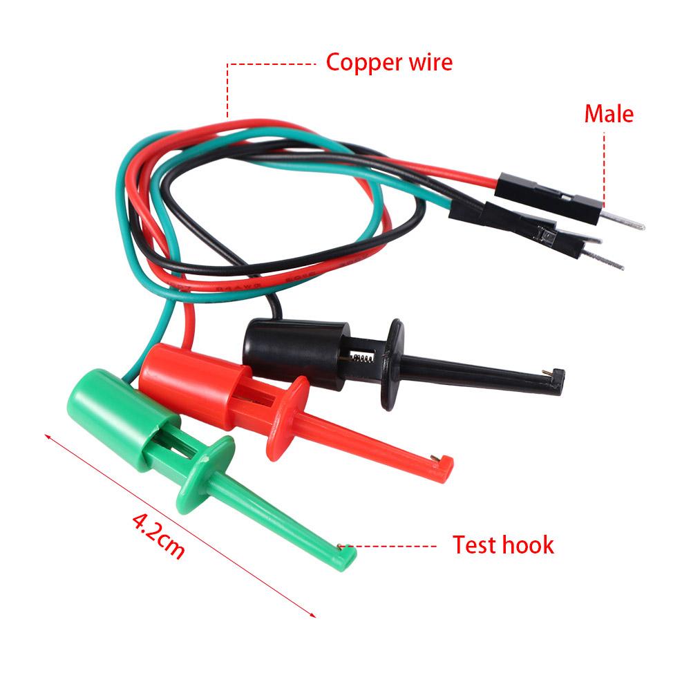 3pcs/set Male Head  Line Electrical Hook Test Clip Easy To Use Secure Electrical Test Work Hook Precision Metal
