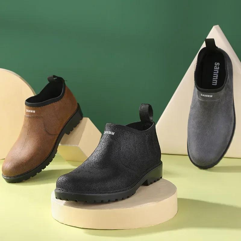 Mode 2025 Heren Regenlaarzen Waterdichte Rubberen Regenschoenen Mode Enkel Tuin Galochen Man Werk Regen Schoenen Schoenen Gumboots Zapatillas