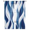 Dark Blue Ripples Lines Sheer Voile Curtains for Bedroom Window Holiday Decoration Transparent Tulle
