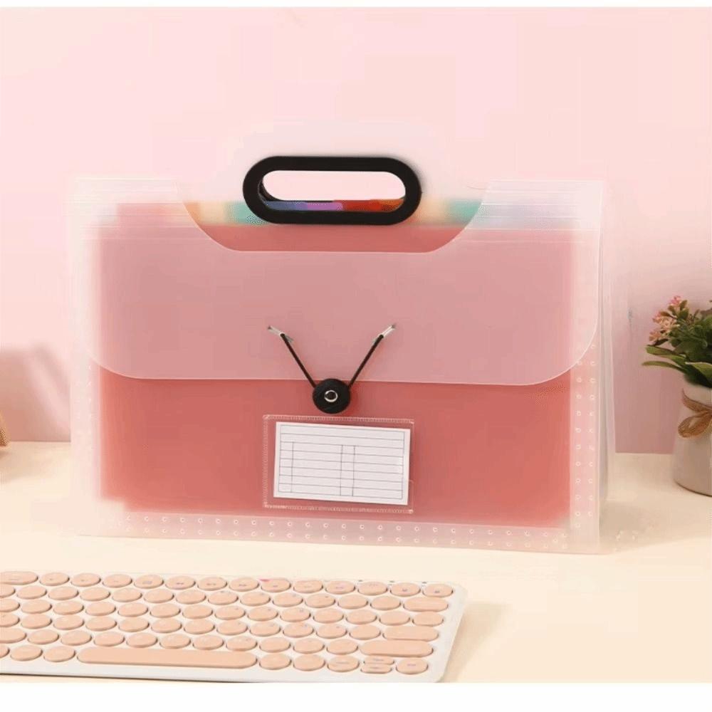 Colorful Inner Expanded File Folders Buckle Closure Pocket File Holder A4 Document Bag Home
