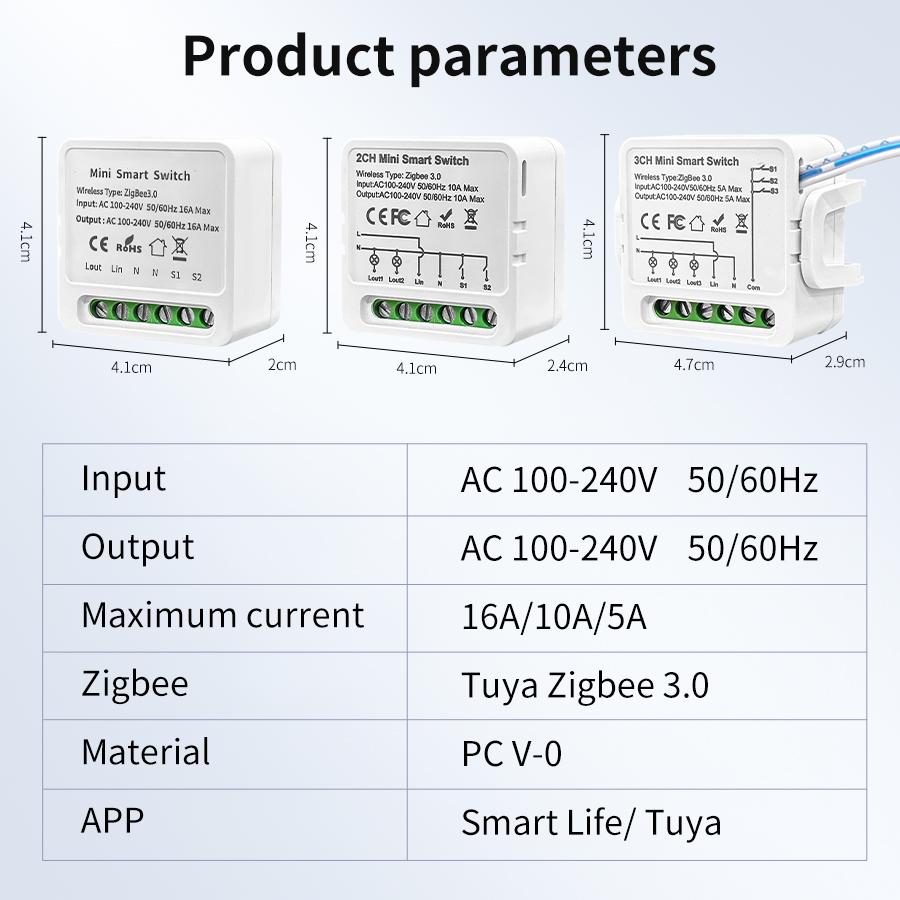 Tuya Zigbee 3.0 Smart Switch Module DIY Breaker Relay 1/2/3 Gang Light Switch Voice Control With Alexa Google Home Assistant