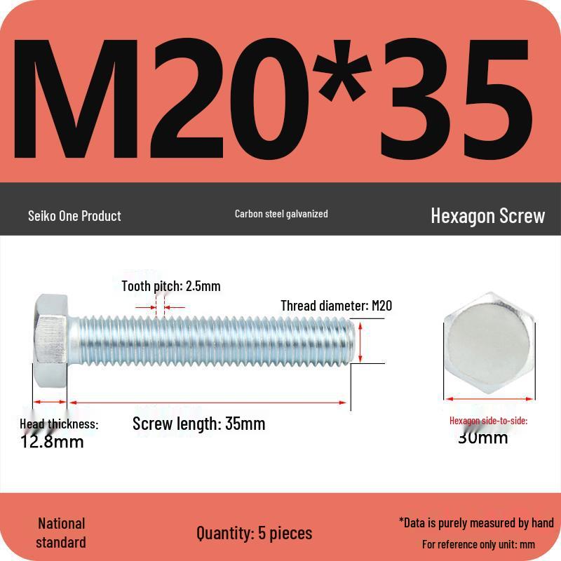 8.8 Grade Galvanized Hex Head Bolt, High-Strength M4-M30
