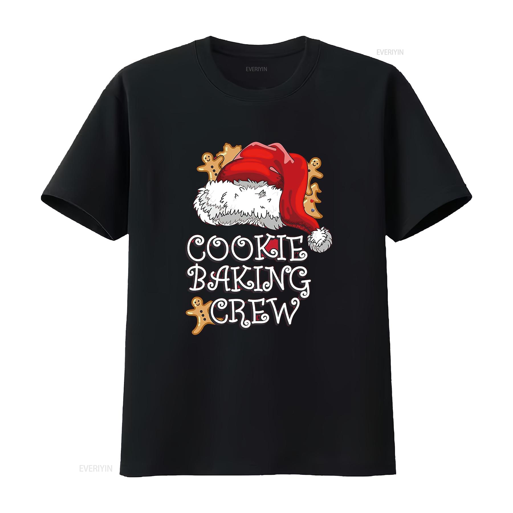 

Womens Cookie Baking Crew Santa s Hat Christmas Gingerbread Men T Shirt Black 2XL vintage Washed streetwear Breathable Stylish 4XL