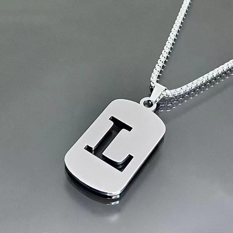 26 Letters English Titanium Steel Necklace Men'S And Women'S Versatile Sweater Sweater Chain Simple Fashion Collarbone Chain