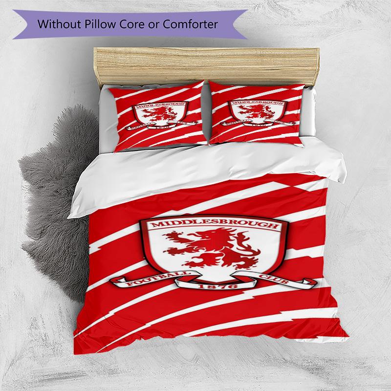 Middlesbrough F.c Printed Pattern Duvet Cover Set – Includes 1 Duvet Cover and 2 Matching Pillowcases Bedroom Decor Christmas Gifts