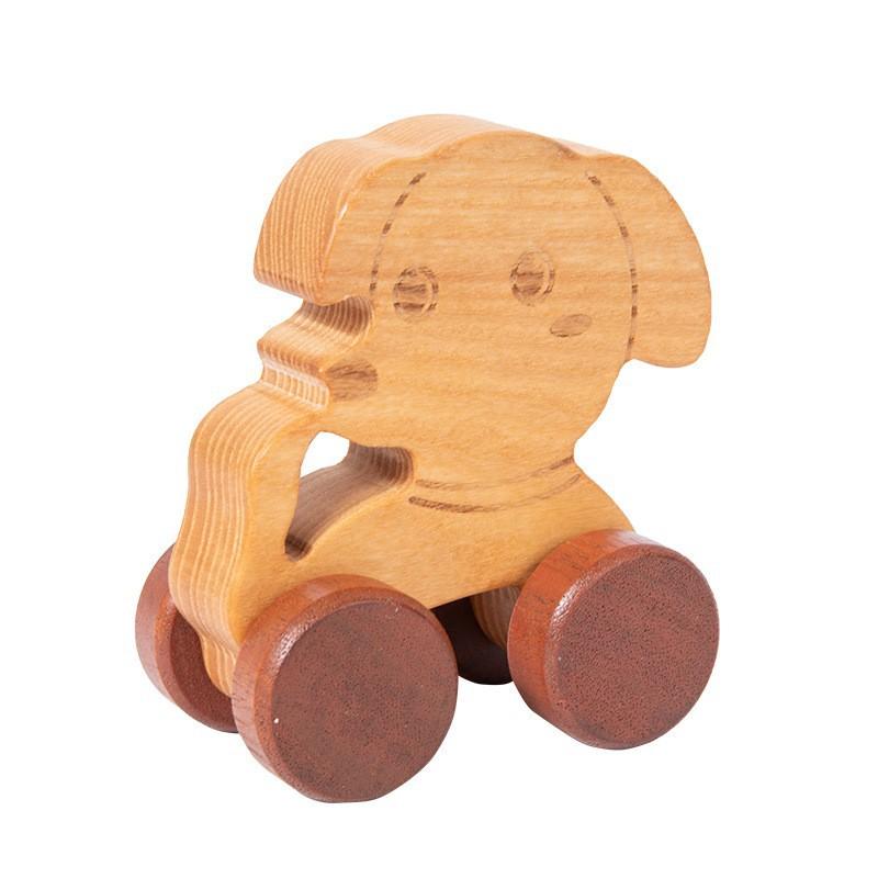Baby appease cartoon animal car inertia pull back car simulation wooden car model sliding toy