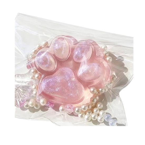 Colorful Transparent Cat Paw Squeeze Toy Soft TPR Fidget for Stress розовый