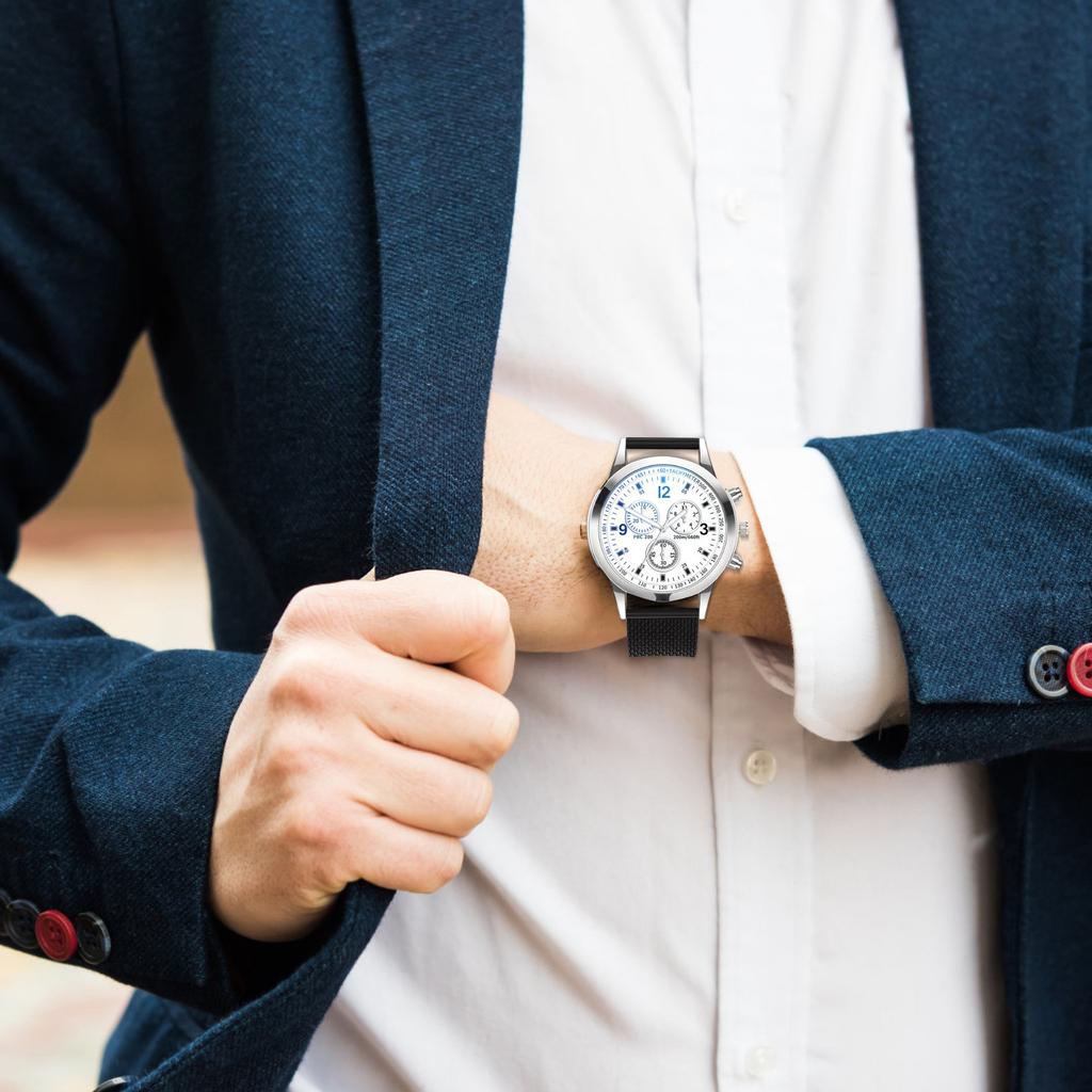 Men's Fashion Stainless Steel Watches Date Waterproof Chronograph Wristwatches,Stainsteel Steel Band Waterproof Watch