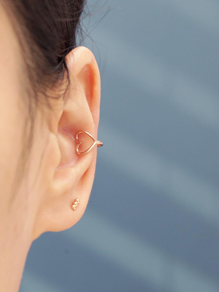 Minimalpiercing 14K Heart Point Ear Cuff Clip-On