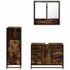 3 Piece Bathroom Furniture Set Smoked Oak Wood Based Material