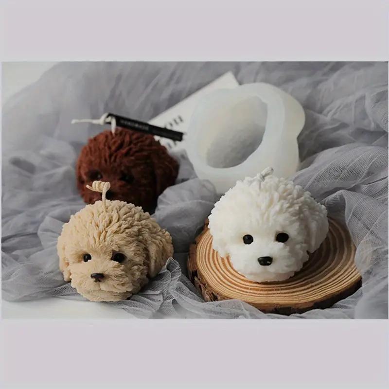 1Pcs Teddy Bear Aromatherapy Candle Silicone Mold for Handmade Dly Teddy Dog Head Mousse Chocolate Cake Baking Mold Plaster