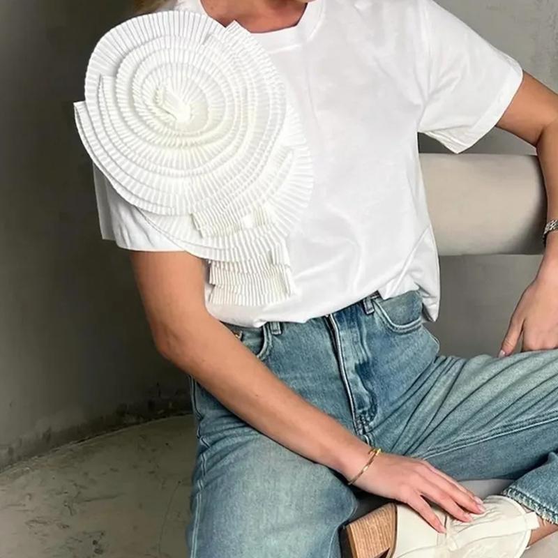 Fashionable Pleated Big Flower Lapel Pin Exaggerated Folded Flower Brooch for Dress and Shirt Women Breastpin Ornament