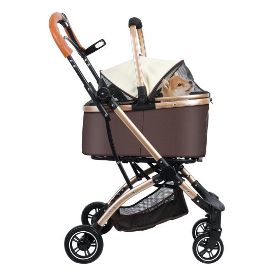 2 in 1 Haustierwagen Haustier Faltwagen mit Abnehmbarem Aufbewahrungskorb 4 Räder Hund/Katze Reisebuggy Faltbare Leichte Hundetransportbox