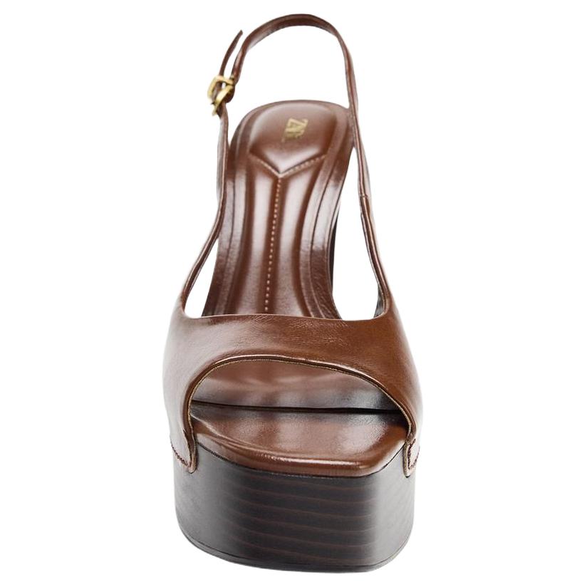 Zara Fashionable Minimalist One-Strap Sandals Women Sandals Brown 2303610105