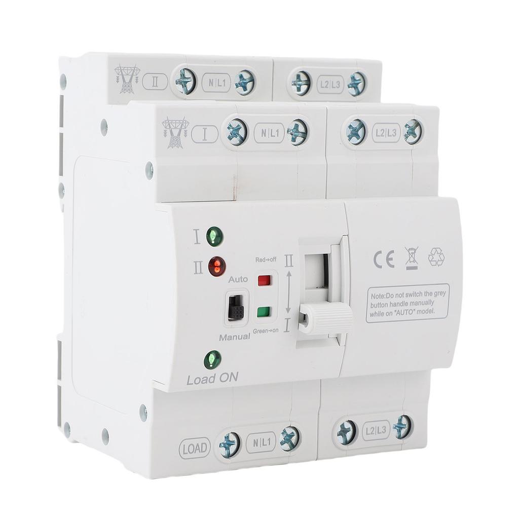   ATS Automatic Manual Transfer   4P 80A Home Generator 3PH Dual Auto Electrical Selector   DIN Rail Mount Super Thin Mains Supply Type