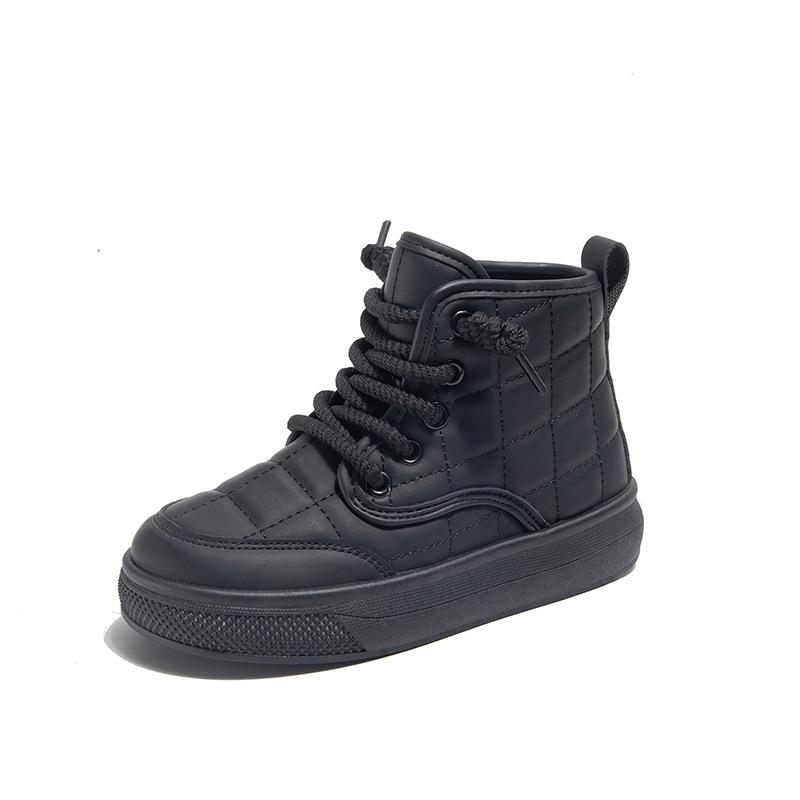 

Новая осенне-зимняя модная повседневная теплая хлопковая обувь на толстой подошве в клетку для мальчиков и девочек 27