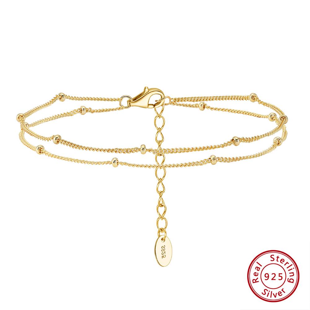 

Rinntin Delicate Chain Double Layer Stacking Bracelet Bangle Chic Summer 925 Silver Bracelet Jewelry Gift SB198