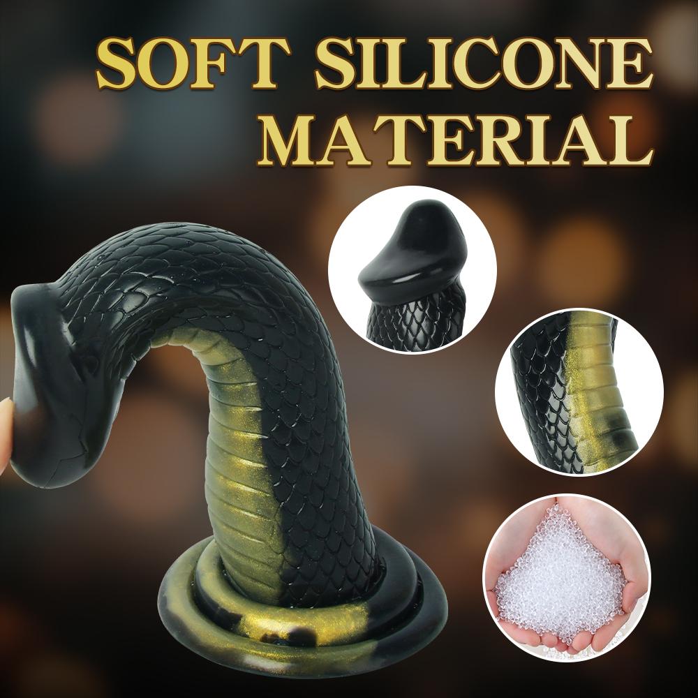 Symulowany Penis Czarno-Złoty Czarny Wąż Mamba Dildo Masturbator Waginalny Masażer Waginalny Drażnienie Analne Mocna Przyssawka Ręczny Dorosły Zabawka Seksualna