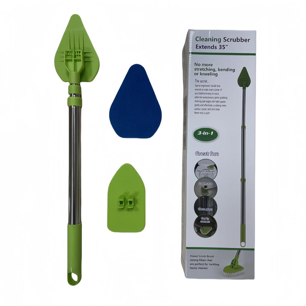 2 in 1 Scrub Cleaning 1/2/3pcs Sponge Brush with Long Handle Bristles Bathroom Toilet Kitchen Tile Wall Lightweigh Detachable