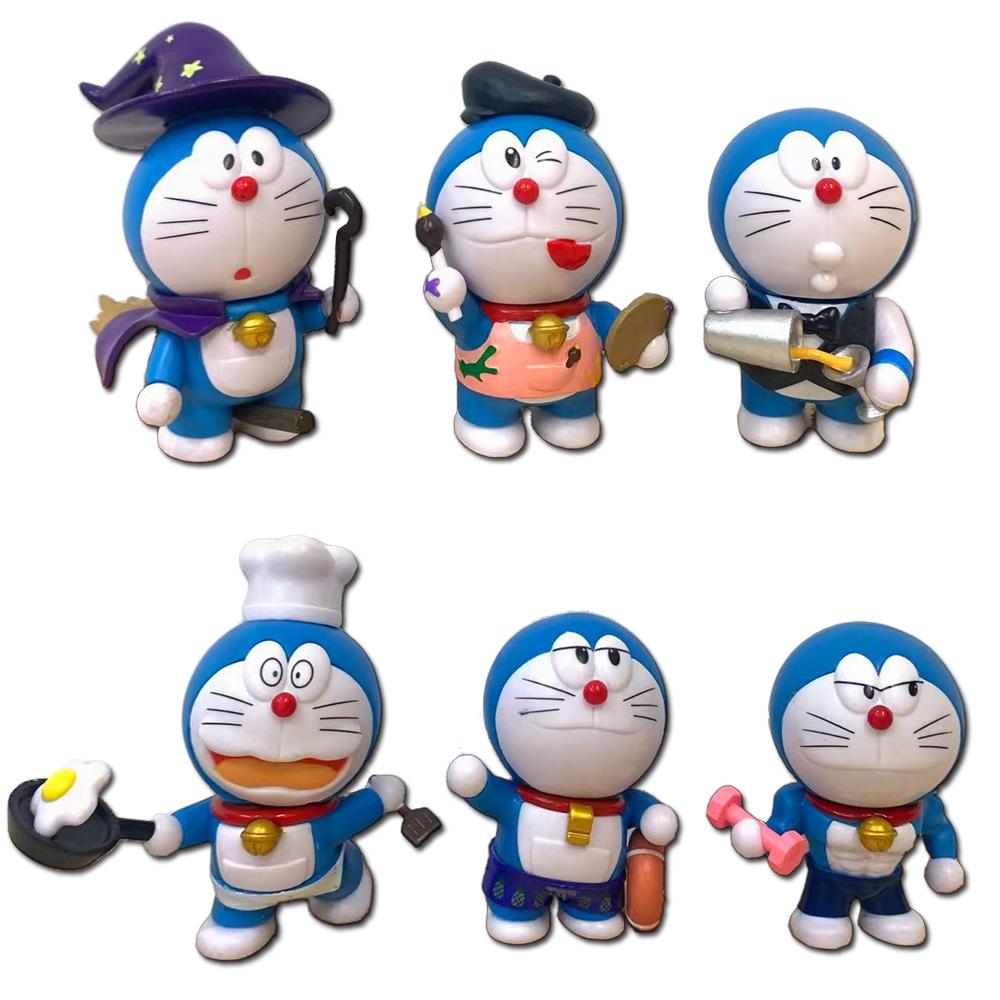 Fashnics Unisex Kids 1Set Doraemon Anime Character Nobita Shizuka Action Figure Hand-Made Cake Decor Car Ornament Model Doll Toys Kids Birthday Gift