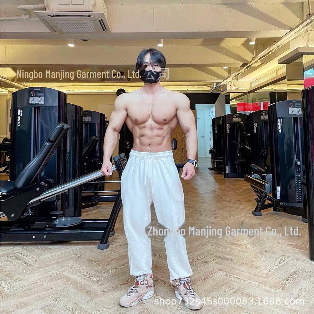 American Gray Loose Fit Straight-Leg Sports Pants: Autumn/Winter High-Street Fashion