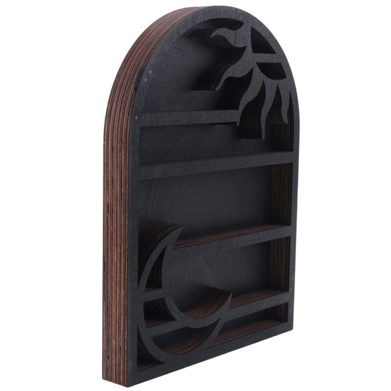 A34R Wood Storage Shelf - Stylish And Practical Wall Shelf, Crescent Sun And Moon Crystal Shelf