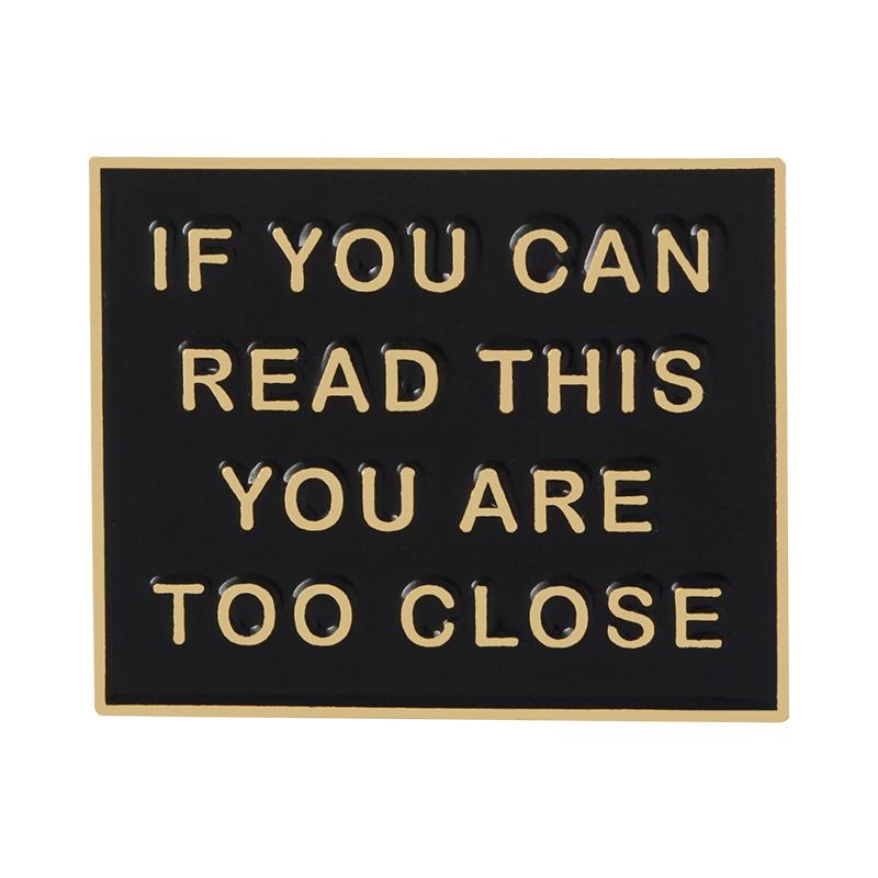 Artistic Eyecatching Square Letter Brooch Warning Sign Please Do Not Approach Accessory