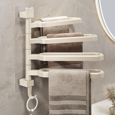 Wandmontierter, bohrfreier, drehbarer Handtuchhalter und Ablage zur Badezimmeraufbewahrung