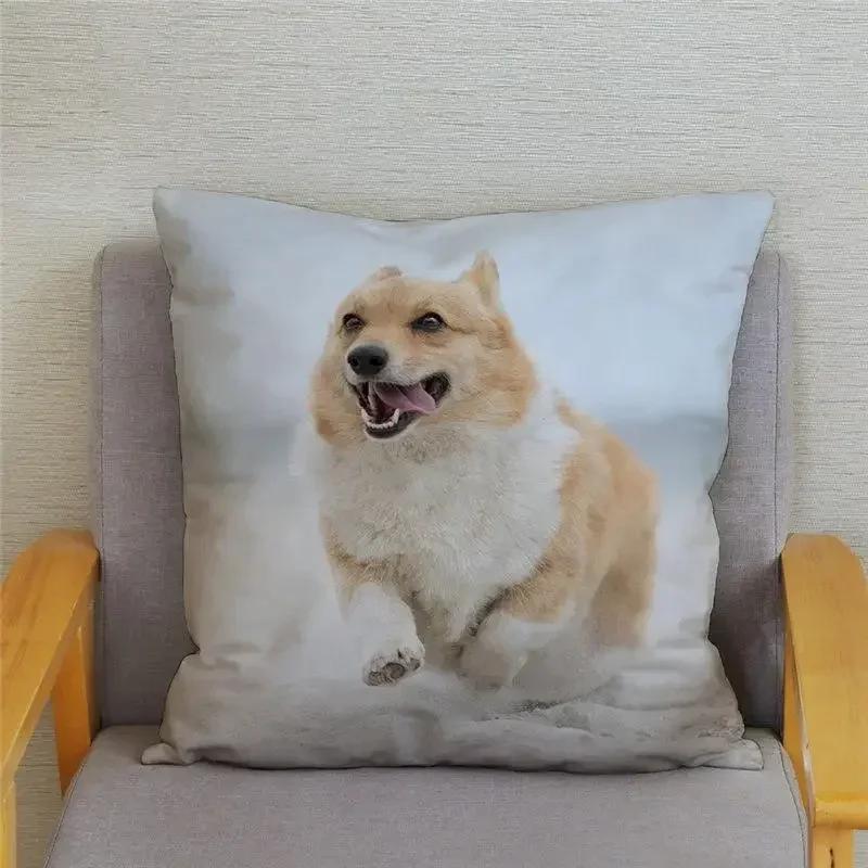 Cute Welsh Corgi Pembroke Dog Cushion Cover Pillow Case Home Decor Animal   Sofa Car