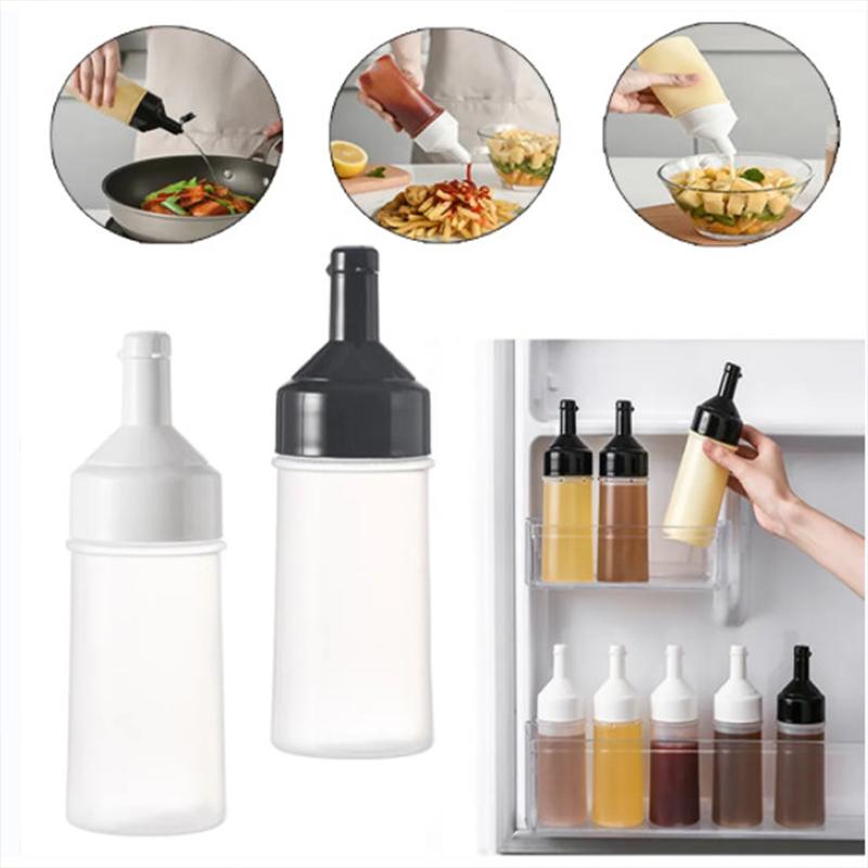 250Ml Kitchen Squeeze Seasoning Bottle With Rack Leak-Proof Condiment Empty Bottles