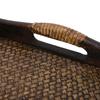 Breathable Hollow Tea  Tray Wooden Fruit Tray Eco Friendly Weave Tray  Tea Room